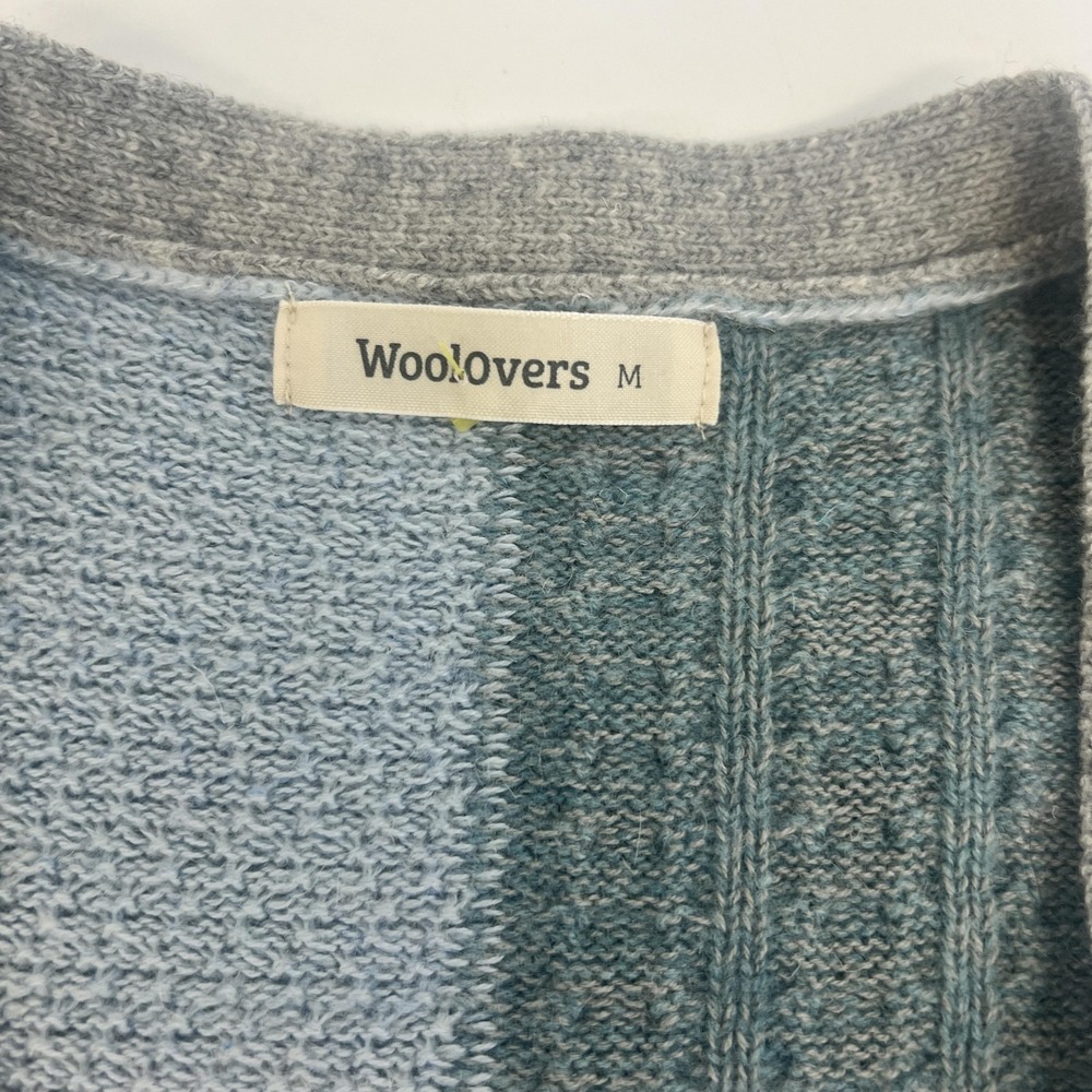 WoolOvers Cardigan Womens Medium Colorblock Open Front Cable‎ Knit Patchwork - Picture 7 of 15